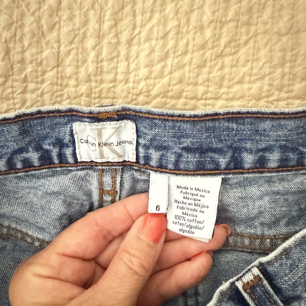 Calvin Klein Vintage Y2K Flare Doublestone Mid-Rise Cotton Denim Jeans Size 6 - Picture 6 of 9